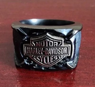 Harley Davidson Motorcycles 925 Titanium Ring. Black Silver. Size 12. 18.90grs • $119.99