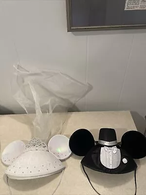 Nwt Mickey & Minnie Mouse Ears / Bride & Groom Tuxedo & Wedding Dress Hats • $30
