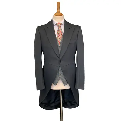 Charcoal Grey Herringbone Tailcoat By Magee  /  Wedding / Ascot / Formal • $55.95