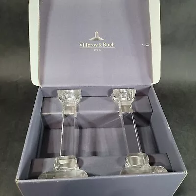 Villeroy & Boch Crystal Column Pedestal Candle Holders 6  Siene Set Of 2 W Box • $29.97