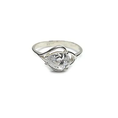 Genuine Sterling Silver Ring With 9x6mm Zircon Solid Hallmarked 925 Handmade • £15.60