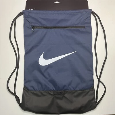 Nike Brasilia Gym Bag Sack Sports Drawstring Cord Shoulder Straps Zip Pocket 23L • £17.99