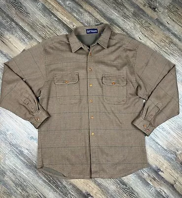 Rift Valley Heavyweight Flannel Shirt Men's XL Brown Herringbone Vintage Shacket • $19.77