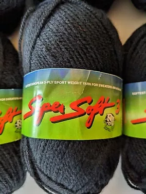 (NEW) Lana Moro Super Soft 3 Sport Yarn 1.75 OZ/175 Yd ~BLACK #940 • $8