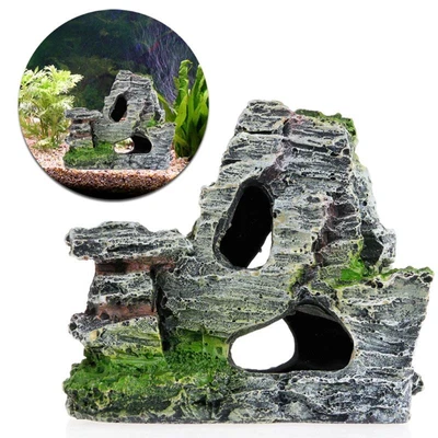 $15.60 • Buy Aquarium Decorations Rock Mountain Stone Cave Accessories For Reptile Habitat
