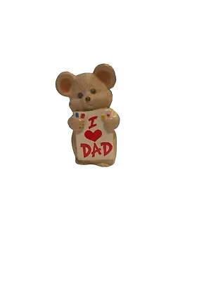 VTG 1990 Hallmark Merry Miniatures ‘’I LOVE DAD” MOUSE Heart Valentine Small • $14.98