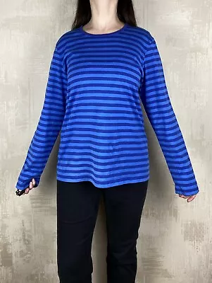 Marimekko Original Vintage Cotton Blue Striped Long Sleeve Women's Top Size XL • $29