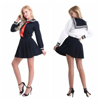 UK Japanese Sexy Women School Uniform Sailor Outfit Set Cosplay Costume Dress • £13.99