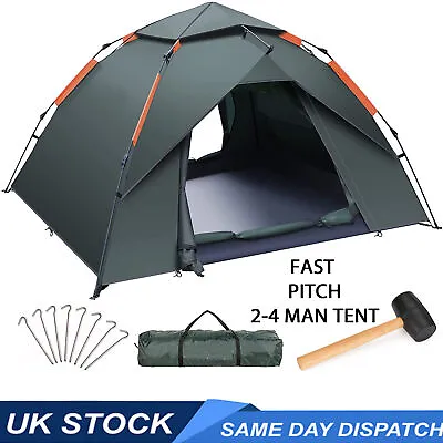 £59.99 • Buy Pop Up Tent 2 To 4 Person Camping Festival Hiking Travel Shelter Fast Pitch