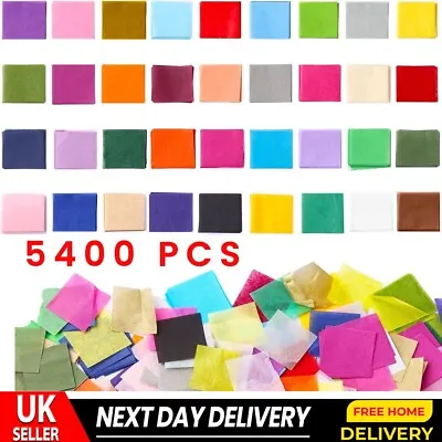 5400 Pcs 1 Inch Tissue Paper Squares 36 Assorted Colored Tissue Paper For Craft • £1.99