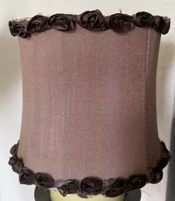 Vintage Small Lamp Shade With Flower Fringe Tan Light Brown Shimmer 5  Boudoir • $11.75