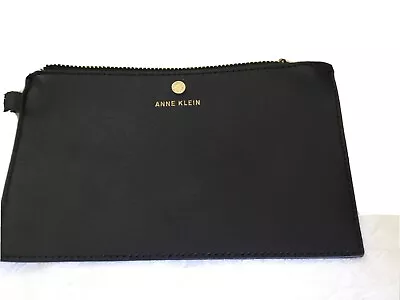 Anne Klein Wristlette Black Zippered Bag Purse Pouch Faux Leather Clutch • $12.99