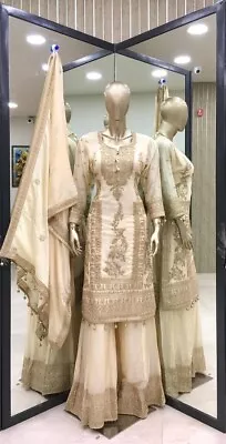 White Salwar Kameez Indian Bollywood Designer Wear Pakistani Party Wedding Dress • $55.99