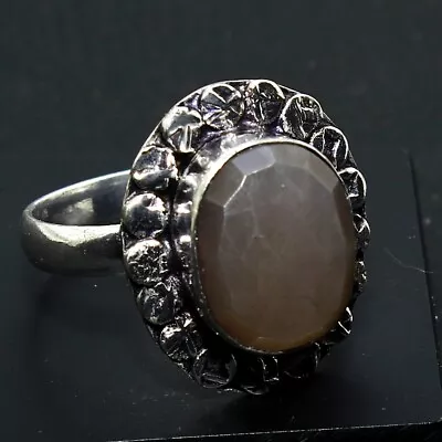 925 Solid Silver Natural Moonstone Gemstone Handmade Ring Gift Jewelry Size 9 • $0.99