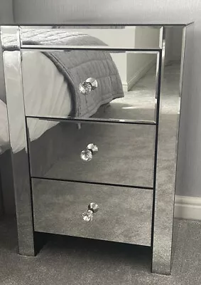 £100 • Buy Venetian Mirrored 3 Drawer Bedside Table