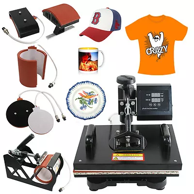 5 In 1 T-Shirt Mug/Plate Sublimation Heat Press Transfer Machine DIY Printer • $178.59