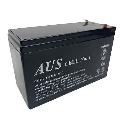 Aus Cell No.1 Sealed Lead Acid Rechargeable 12V 7Ah Alarm Battery  CJ12-7 Tested • $19.95