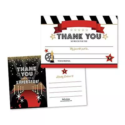 25 VIP Movie Night Fill In The Blank Thank You Cards Star Glitter Ticket Par... • $23.88