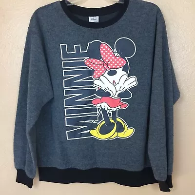 Disney Minnie Mouse Fleece Sweatshirt Black Gray Size Med 7/9 Juniors • $13.58