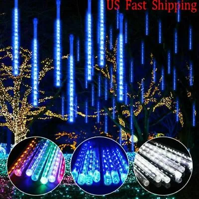 LED Meteor Shower Lights Waterproof Falling Rain Icicle Outdoor Christmas Decor • $16.59