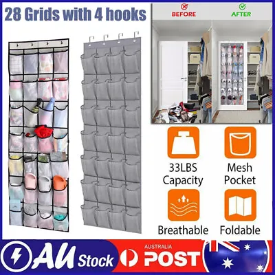 $22.89 • Buy 28 Over The Door Shoe Organizer Rack Hanging Storage Holder Hanger Bags Closet