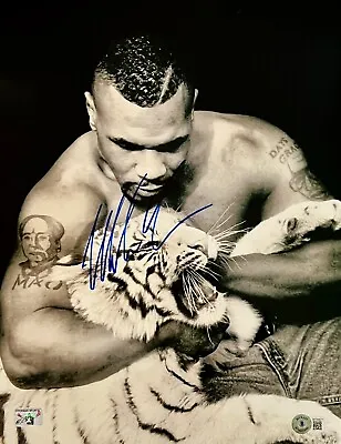 Mike Tyson Signed 11x14 Photo Boxing With Tiger Auto BAS Beckett • $72.89