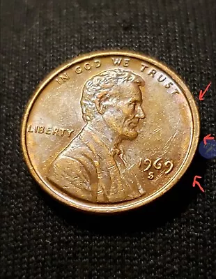 1969 S Lincoln Penny With Collar Errors. Rare! • $25