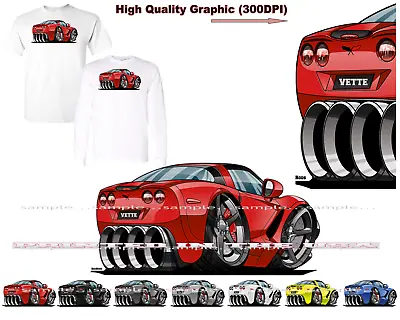 Corvette C6 Model Coupe Paint Colors DigiRods Cartoon Car Art T Shirt S-5X • $22.95