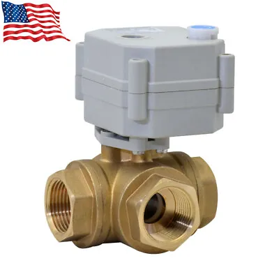 3 Way 1/2  9V 12V/24VDC Auto Return Brass Electrical On/Off Motorized Ball Valve • $62.99