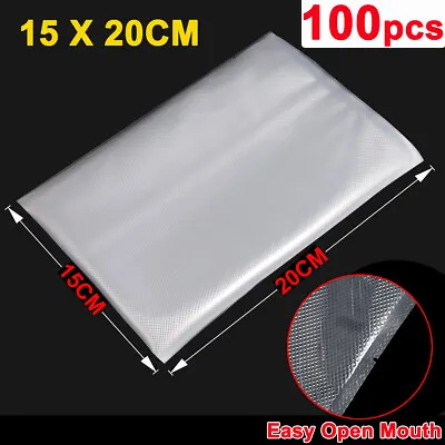 100pcs Vacuum Sealer Bags Vac Seal Dry Wet Pack Food Saver Storage Bag 15x20 CM • £5.89