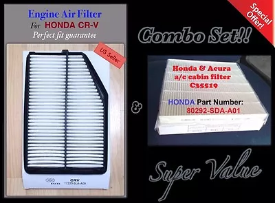 Premium Quality Engine & Cabin Air Filter For 2015-16 HONDA CRV CR-V & C35519 • $17.75