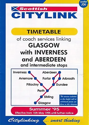 £3.50 • Buy SCOTTISH CITYLINK COACH TIMETABLE - Glasgow, Inverness, Aberdeen 1995