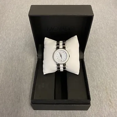 Ladies Movado 0606540 CERENA Stainless Steel & Ceramic Diamond Accented Watch • $399.99