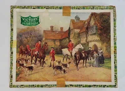 Vicrory Plywood Jigsaw Puzzle England MEET AT THE MANOR Fox Hunt Complete Rare  • $39.95