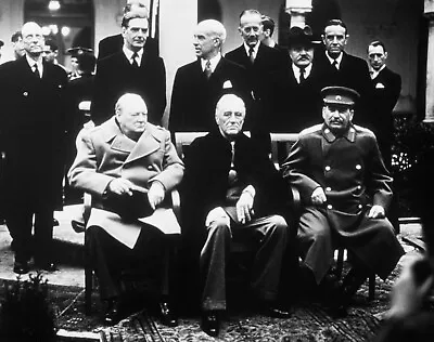 8x12 Photo Winston Churchill Teddy Roosevelt Stalin At Yalta Conference 1945 • $10.24