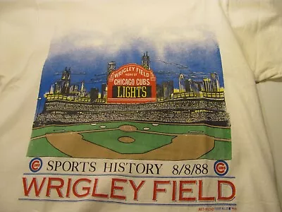 Chicago Cubs Shirt Mens M Vintage 1988 Wrigley Field Night Lights History • $24.24