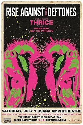 Rise Against / Deftones / Thrice 2017 Salt Lake City Concert Tour Poster • $19.19