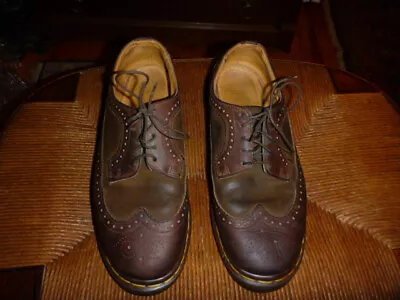 Vtg Brown Dr Doc Martens UK Made England Oxford Lace Up Wingtip Shoes 9 UK 10 US • $30