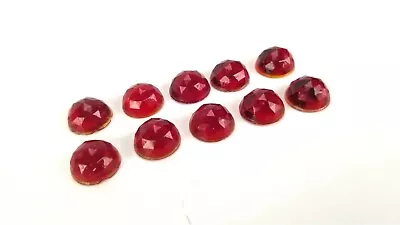 Vintage (10) RUBY RED Glass (Sign REFLECTOR Warning JEWELS) Not Cats Eye Faceted • $19.99