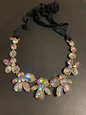 J.Crew NWOT Crystal Gold Iridescent Statement Ribbon Necklace! • $35