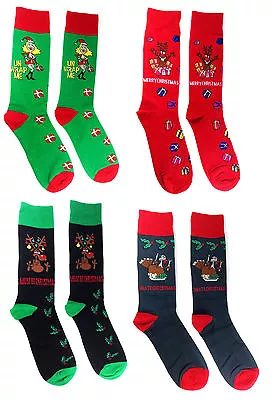 Novelty Casual Holiday Christmas Thanksgiving Funny Print Mens Crew Socks Tube • $6.95