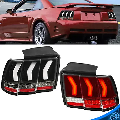 Tail Lights Brake Lamps Black LED Sequential Turn Signal For Ford Mustang 99-04 • $128