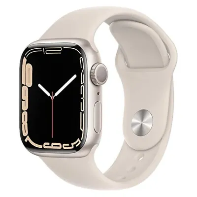 Apple Watch Nike Series 7 GPS - 45mm - Starlight Alum Starlight Sport Band-Good • £210.59