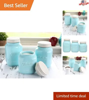 Rustic Mason Jar Canister Set - Large Tiered - Blue - Satisfaction Guaranteed • $56.99