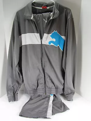 Puma Warm Up Track Suit XL Jacket & Large Pants Men's Gray & White With Blue Cat • $39.99