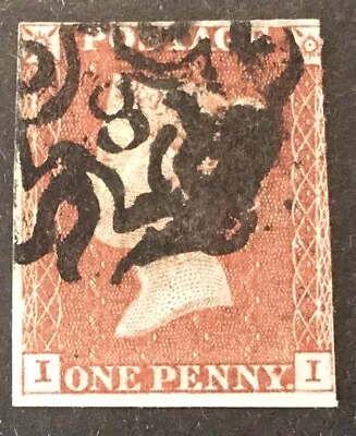 GB Queen Victoria  1d Penny Red  VFU Stamp With 8 Maltese X “I-I” LH • $6.22
