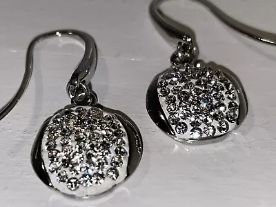 NIB QVC Steel By Design Stainless & Crystal Dangle Earrings White/Steel! • $5.99