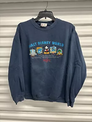 Vintage Walt Disney Mickey Mouse Crew Sweater Men's Size Medium Blue • $17.99