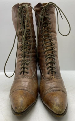 $39.99 • Buy Vintage Victorian Ladies Brown Leather Women’s Antique Mary Poppins ￼Shoes