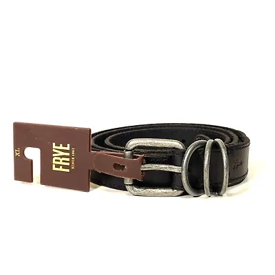 FRYE Mens Leather Thin Skinny Buckle Belt Dark Brown XL (MSRP $68) • $28.99